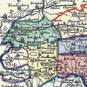 Karte der Kreise Meseritz, Schwerin und Posen